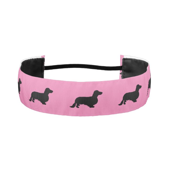 Dachshund Long Hair - Silhouette 1 Athletic Headband (Front)