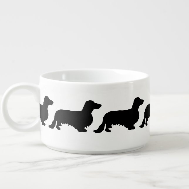 Dachshund Long Hair - Silhouette 1 Bowl (Right)