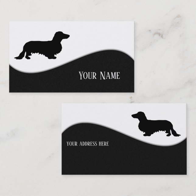Dachshund Long Hair - Silhouette 1 Business Card (Front/Back)