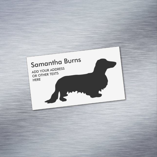 Dachshund Long Hair - Silhouette 1 Business Card Magnet (In Situ)