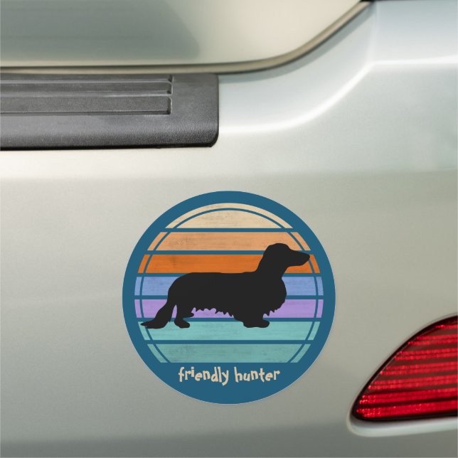 Dachshund Long Hair - Silhouette 1 Car Magnet (In Situ)