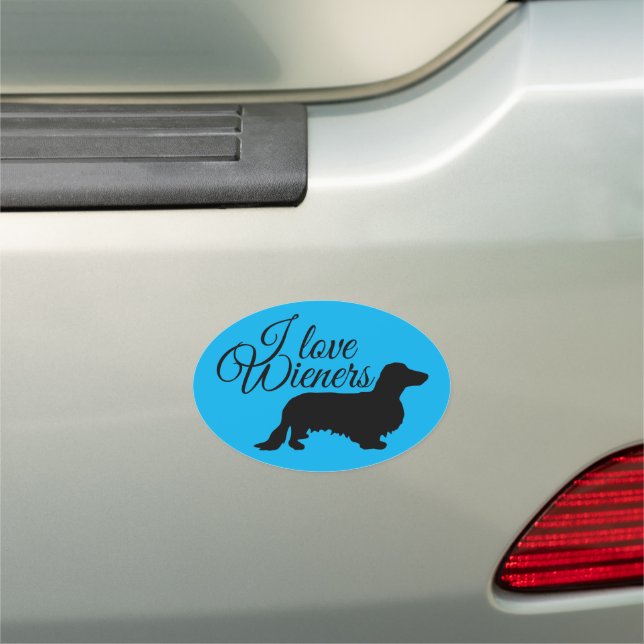 Dachshund Long Hair - Silhouette 1 Car Magnet (In Situ)