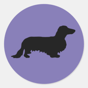 Dachshund Long Hair - Silhouette 1 Classic Round Sticker