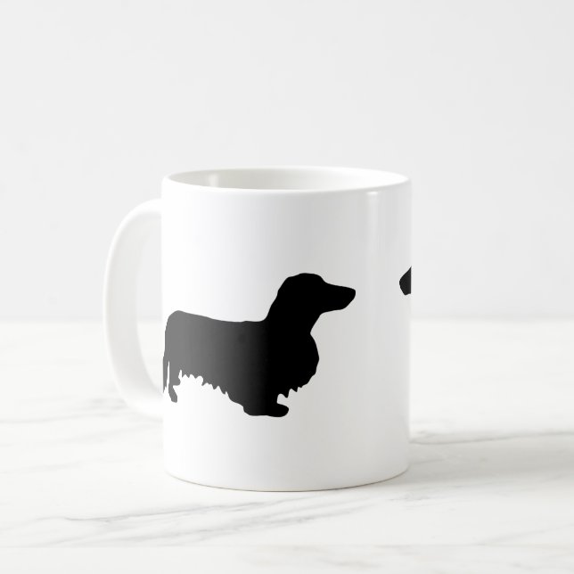 Dachshund Long Hair - Silhouette 1 Coffee Mug (Front Left)
