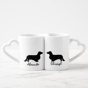 Dachshund Long Hair - Silhouette 1 Coffee Mug Set