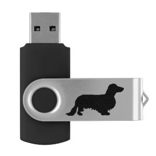 Dachshund Long Hair - Silhouette 1 Flash Drive