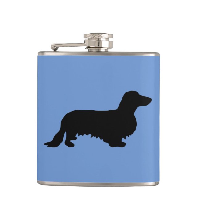 Dachshund Long Hair - Silhouette 1 Flask (Front)
