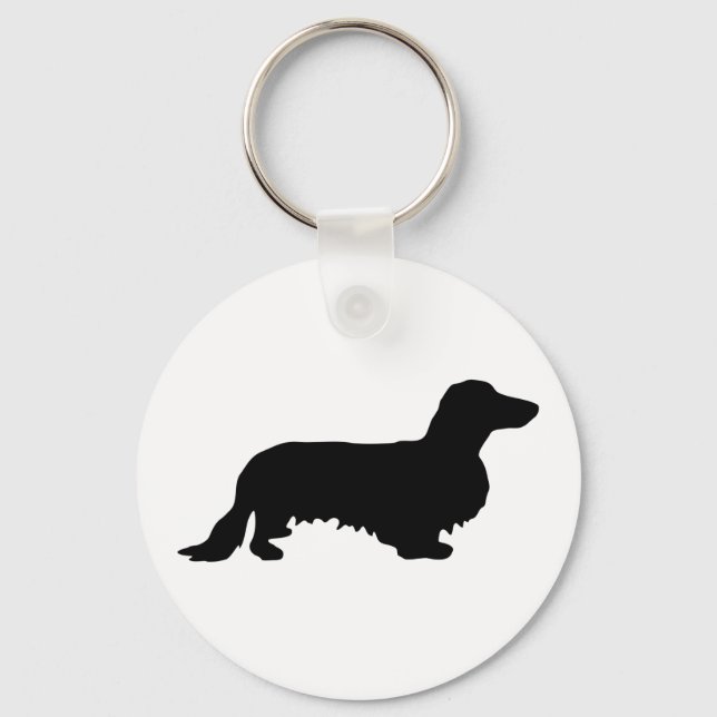 Dachshund Long Hair - Silhouette 1 Keychain (Front)