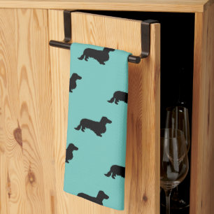 Dachshund Long Hair - Silhouette 1 Kitchen Towel