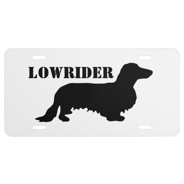 Dachshund Long Hair - Silhouette 1 License Plate (Front)