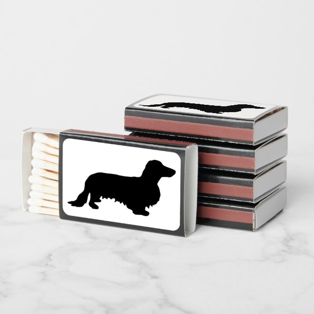 Dachshund Long Hair - Silhouette 1 Matchboxes (Stacked)