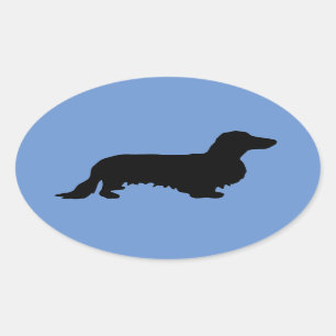 Dachshund Long Hair - Silhouette 1 Oval Sticker