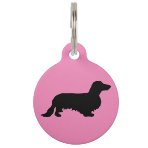 Dachshund Long Hair - Silhouette 1 Pet ID Tag