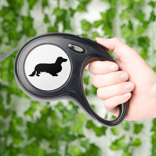 Dachshund Long Hair - Silhouette 1 Retractable Pet Leash (Hand)
