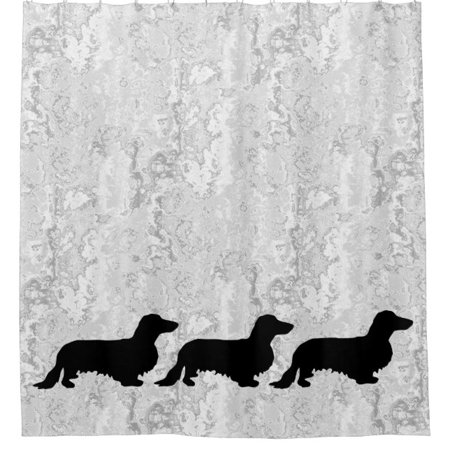 Dachshund Long Hair - Silhouette 1 Shower Curtain (Front)