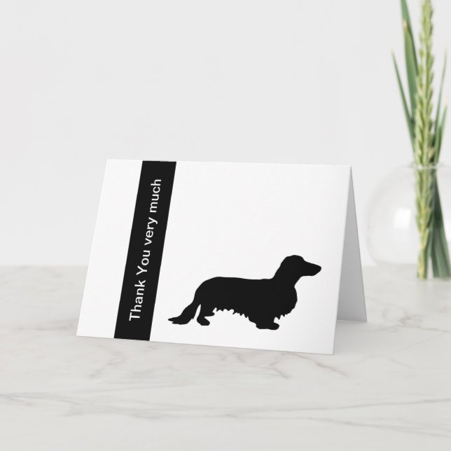 Dachshund Long Hair - Silhouette 1 Thank You Card (Front)