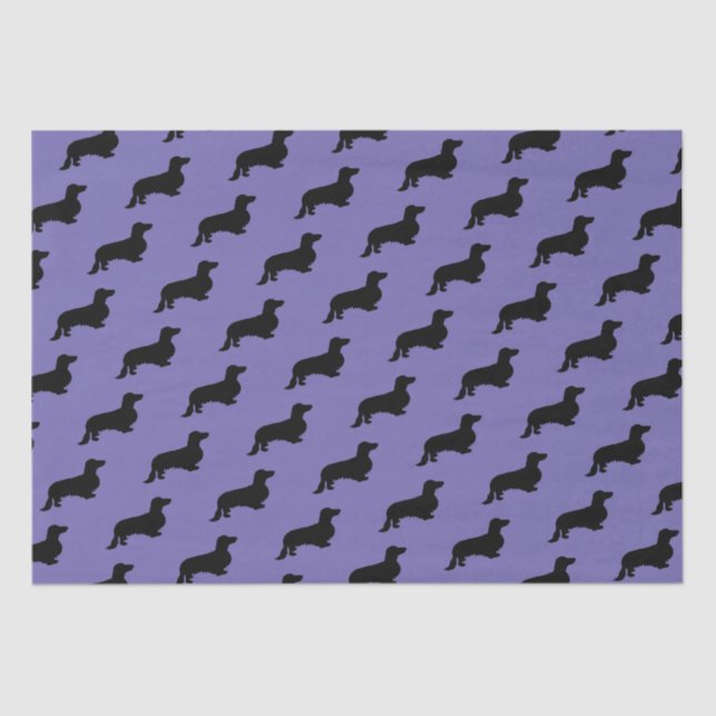 Dachshund Long Hair - Silhouette 1 Tissue Paper (Front)