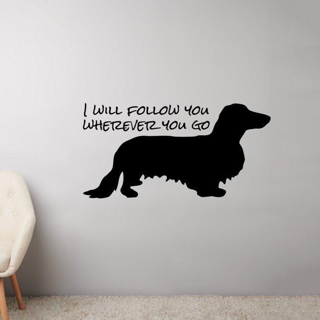 Dachshund Long Hair - Silhouette 1 Wall Decal (Living Room 2)