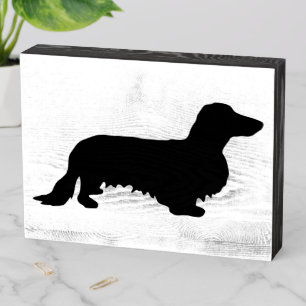 Dachshund Long Hair - Silhouette 1 Wooden Box Sign