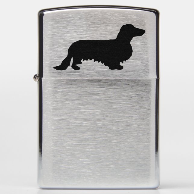 Dachshund Long Hair - Silhouette 1 Zippo Lighter (Front)