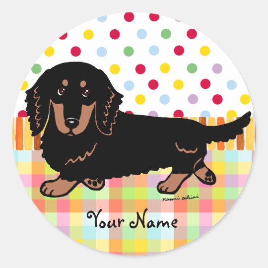 Dachshund Long Haired Black And Tan Classic Round Sticker Zazzle Com
