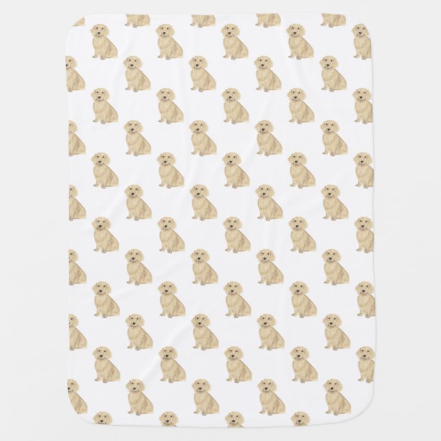 Dachshund (Long Haired, Cream Fawn Tan) Baby Blanket (Front)