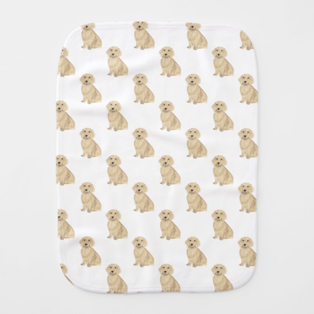 Dachshund (Long Haired, Cream Fawn Tan) Baby Burp Cloth (Front)