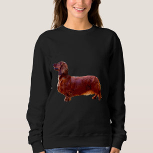 Dachshund Long Haired Mini Shaded Red Dog Sweatshirt