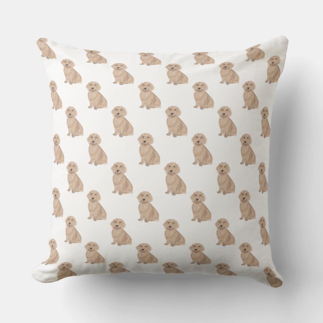 Dachshund (Long Haired, Red) Throw Pillow (Front)