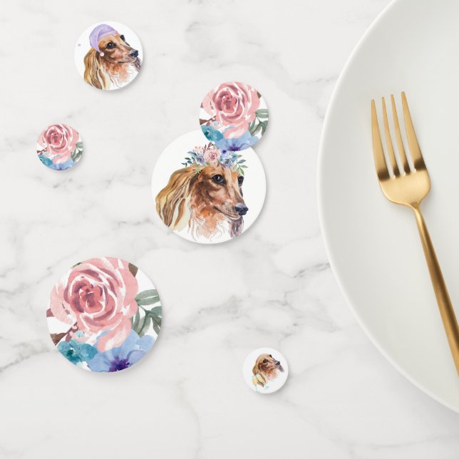 Dachshund Long Haired Watercolor Theme Party  Confetti (Group)