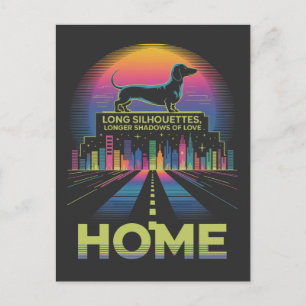 Dachshund Long Silhouettes, Longer Shadows Of Love Holiday Postcard