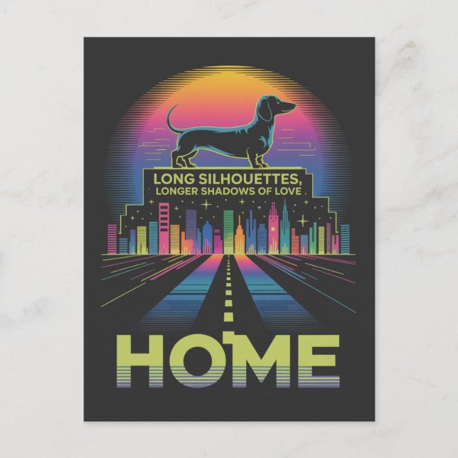 Dachshund Long Silhouettes, Longer Shadows Of Love Holiday Postcard (Front)