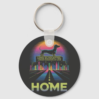 Dachshund Long Silhouettes, Longer Shadows Of Love Keychain
