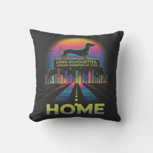 Dachshund Long Silhouettes, Longer Shadows Of Love Throw Pillow