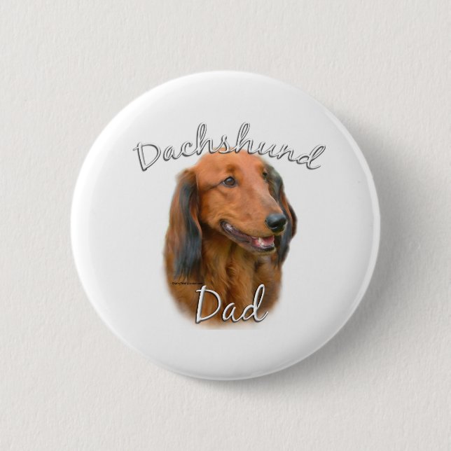 Dachshund (longhaired) Dad 2 Pinback Button (Front)
