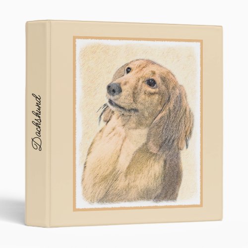 Dachshund Longhaired Painting _ Original Dog Art 3 Ring Binder