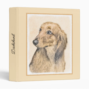 Dachshund (Longhaired) Painting - Original Dog Art 3 Ring Binder