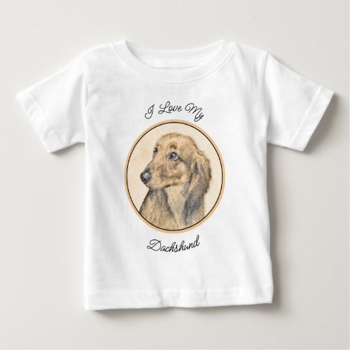 Dachshund Longhaired Painting _ Original Dog Art Baby T_Shirt