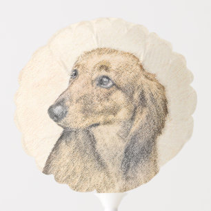 Dachshund (Longhaired) Painting - Original Dog Art Balloon