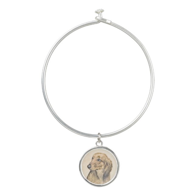 Dachshund (Longhaired) Painting - Original Dog Art Bangle Bracelet (Front)