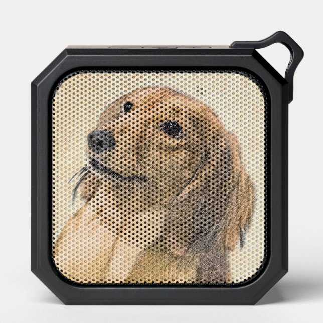 Dachshund (Longhaired) Painting - Original Dog Art Bluetooth Speaker (Front)