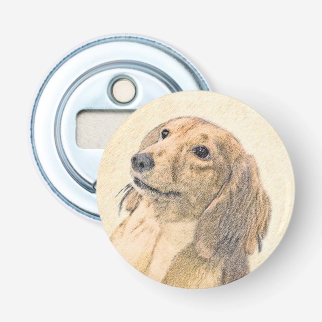 Dachshund (Longhaired) Painting - Original Dog Art Bottle Opener (Front)