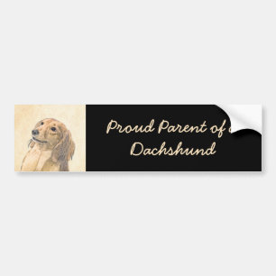 Dachshund (Longhaired) Painting - Original Dog Art Bumper Sticker