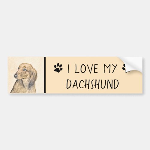 Dachshund Longhaired Painting _ Original Dog Art Bumper Sticker