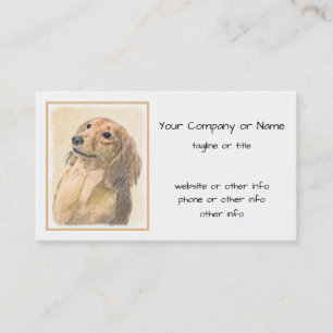 Dachshund (Longhaired) Painting - Original Dog Art Business Card