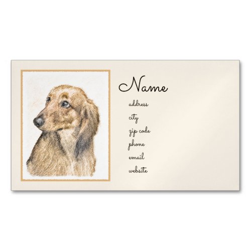 Dachshund Longhaired Painting _ Original Dog Art Business Card Magnet