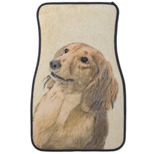 Dachshund (Longhaired) Painting - Original Dog Art Car Floor Mat