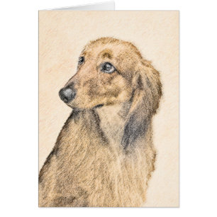 Dachshund (Longhaired) Painting - Original Dog Art Cards
