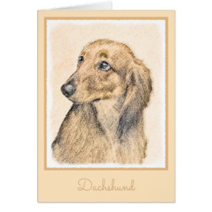 Dachshund (Longhaired) Painting - Original Dog Art Cards