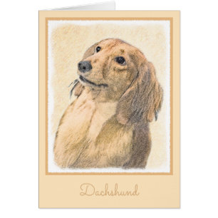 Dachshund (Longhaired) Painting - Original Dog Art Cards